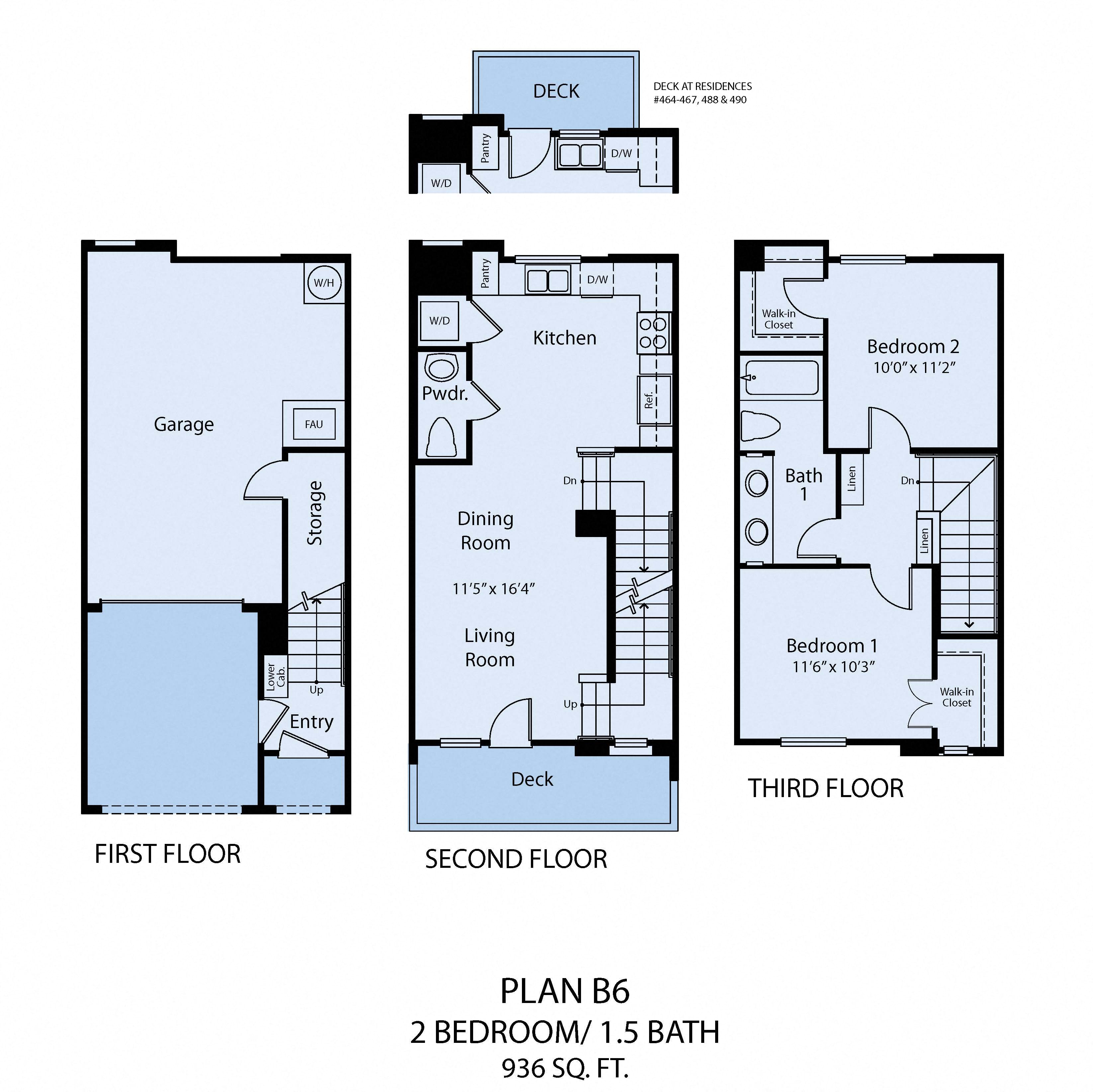 Floor plan for 2 beds, 2 baths, 1242 sqft
